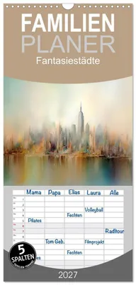 Produktbild von Familienplaner 2027 - Fantasiestädte mit 5 Spalten (Wandkalender, 21 x 45 cm) CALVENDO