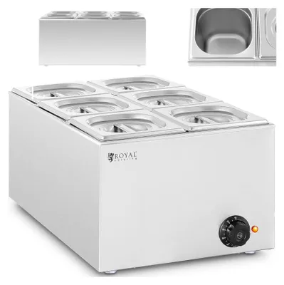 Immagine prodotto di Espositore Royal Catering Bain Marie - 640 W - 6 x GN 1/6 -