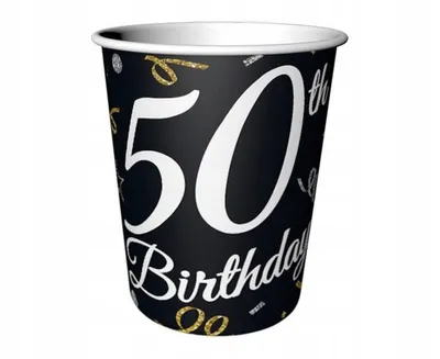 Zdjęcie produktu dla Kubeczki papierowe B&C 50 Birthday, 50 urodziny, 6 szt.