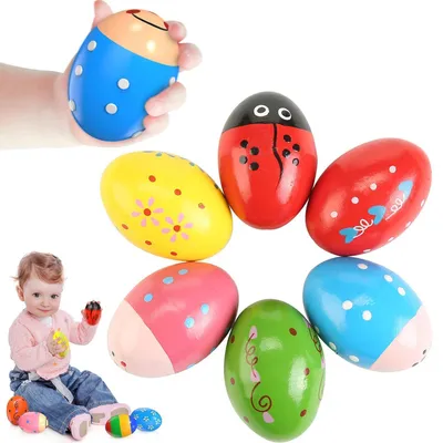 Immagine prodotto di Set di 6 maracas in legno, shaker per bambini e neonati