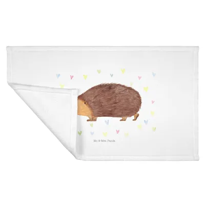 Produktbild von Mr. & Mrs. Panda Handtuch 50x100 Igel Herzen - Weiß - Geschenk, kleines, Baumwollhandtuch, Lustige Sprüche, gesichtshandtuch, Vertrauen, Flauschtuch, Liebe, Herz, Kuss