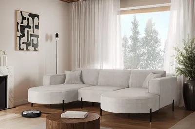 Produktbild von Kaiser Möbel Ecksofa, Sofa U-Form Designer Modena U Rein stoff Noel Hellgrau