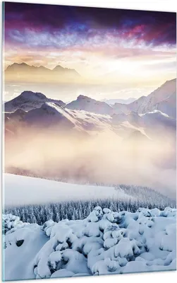 Produktbild von Bilder auf glas - Einteilig - Berge Schnee Winter - 50x70cm - Glasbilder - Wandbilder - Bilder - zum Aufhängen bereit - Wanddekoration aus Glas - Glas Bilder - Wandbild auf Glas - GPA50x70-3596