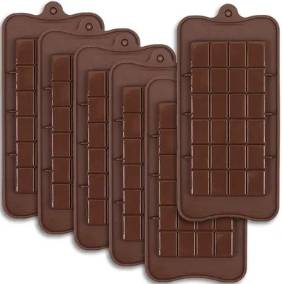 Produktbild von Silikon-Schokoladeneinmachset mit Abtrennungsfunktion - Für Schokoladen und Energieriegel - 6er Ausstattung