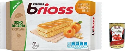Produktbild von 6x Ferrero Brioss Albicocca Aprikose, Apricot kuchen Packung mit 10 Snacks, 280 g + Italian Gourmet polpa 400g