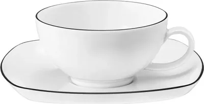 Produktbild von Seltmann Weiden Lido Black Line eckig Teetasse 0,2 l + Untertasse 2 tlg. Set