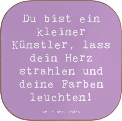 Produktbild von Mr. & Mrs. Panda Untersetzer für Gläser Spruch Die Freude an der Kreativität entdecken - Lavendeltraum - Geschenk, Welt bunter machen, Trost, weinuntersetzer, Zuversicht