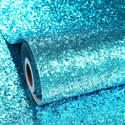 Produktbild von Selbstklebende Tapete Folie Vinyl Glitzer Blau 40 x 700 cm