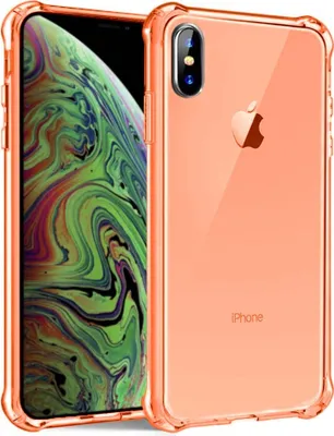 Image de Smartphonica iPhone X/Xs transparent
  housse en silicone antichoc avec bumper - Orange