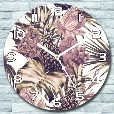 Produktbild von Wanduhr aus Glas Rund fi 30 Tropisch Abstrakt Quarz Deko Schlafzimmer Büro