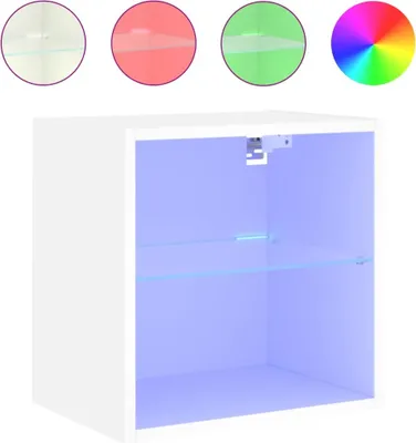 Produktbild von vidaXL Wand-Nachttisch mit LED-Leuchten Weiß