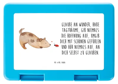 Produktbild von Mr. & Mrs. Panda Bento Box Hund Marienkäfer - Weiß - Geschenk, Sprüche, Vorratsbehälter, Mischlinghund, Mischlingshund, Snackbox, Brot Aufbewahrungsbox, Lunchbox, Hunde