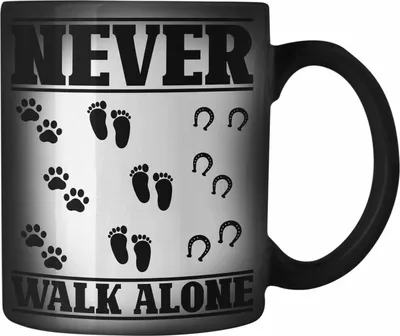 Produktbild von Trendation - Hund Pferd Reiter Farbwechsel Zauber-Tasse Geschenk Never Walk Alone Reiterin Geschenk Pferde Mädchen (Schwarz)