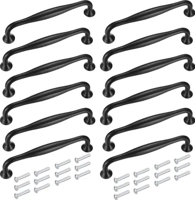 Produktbild von 12 Stück 128mm Küchengriffe, schwarze Möbelgriffe, Schrank Türgriffe, Schrank Griffe und knöpfe, Aluminiumlegierungs Griffe mit