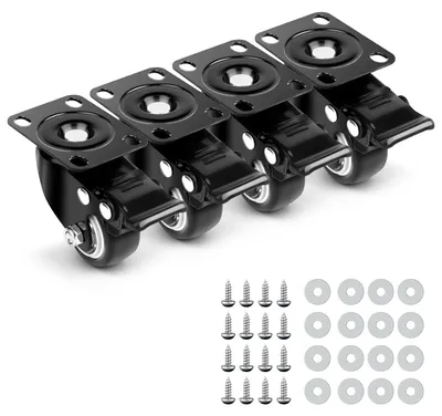 Imagen del producto de Ruedas transportadoras de 40 mm, juego de 4 unidades, con freno, giratorias de 360 grados, para muebles