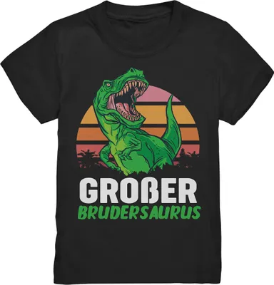 Produktbild von Dino T-Rex Großer Bruder T-Shirt – Black / 134/146 (9-11)
