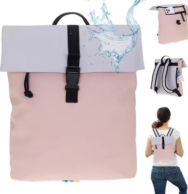 Produktbild von Rucksack Damen klein Elephant Takskal Fashion small medium DIN A4 aus Plane outdoor wetterfest Bürotasche für Damen mit Tablet PC Fach Freizeitrucksack 12820 old rose/grey Dusty Rosa Hellgrau+ Bagboom Schlüsseletui