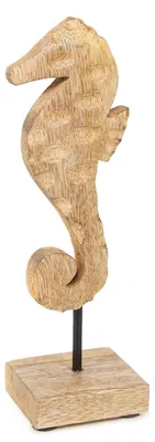 Produktbild von Seepferdchen Figur aus Holz Badezimmer Spa Wellness Hotel Dekoration 19 cm