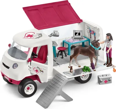 Produktbild von Schleich Mobile Tierärztin mit Hannoveraner Fohlen 42439