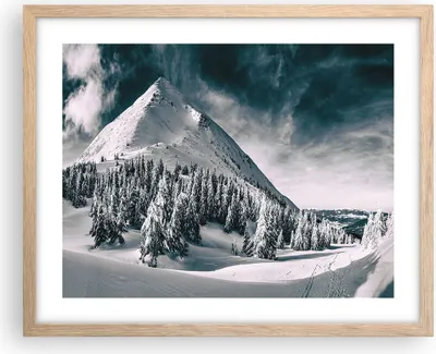 Produktbild von Gerahmtes Poster - Rahmen in heller Eiche - Dunkel Himmel Berg - 50x40 cm - Wand Bild - Wanddeko - Wandbilder - Kunstposter - Wandposter - Bilderrahmen - Bilder - Kunstdruck - P2NAA50x40-4459