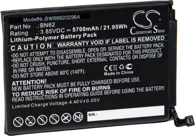 Produktbild von vhbw Akku Ersatz für Poco Redmi BN62 für Handy Smartphone Telefon (5700 mAh, 3,85 V, Li-Polymer)