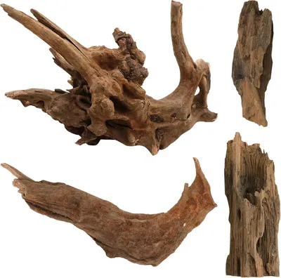 Imagen del producto de Conjunto de madera para acuarios, 4 piezas, de 8 a 15 cm, decoración natural para acuarios de agua dulce