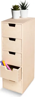 Image de Creative Deco Petite Commode Bois 5 Tiroir - 15 x 20,5 x 47 cm Organiseur Bureau