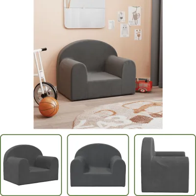 Produktbild von The Living Store Kindersofa Anthrazit Weich Plüsch
