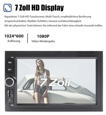 Obrázok produktu pre Autorádio s Androidom 15 určené na inštaláciu do vozidiel VW Polo 9N, Golf 4, Passat B5, T5. Vybavené 7-palcovým dotykovým displejom, 4 GB RAM, 64 GB úložiskom, GPS navigáciou, CarPlay, Android Auto, Bluetooth a USB portom