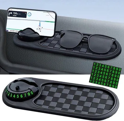 Zdjęcie produktu dla Uniwersalny uchwyt na telefon do samochodu z funkcją obrotu o 360 stopni i numerem miejsca parkingowego, wielofunkcyjna mata antypoślizgowa do samochodu, służąca do dekoracji, przechowywania okularów i starych telefonów komórkowych