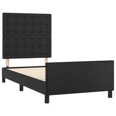 Image de vidaXL Cadre de lit avec tête de lit noir 90x200 cm similicuir