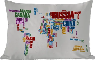 Produktbild von MuchoWow® Outdoor Kissen - Weltkarte - Buchstaben - Farben - Kinder - Mädchen - 60x40 cm - Wetterfest - Lounge Kissen - Zierkissen - Kissen für Innenräume