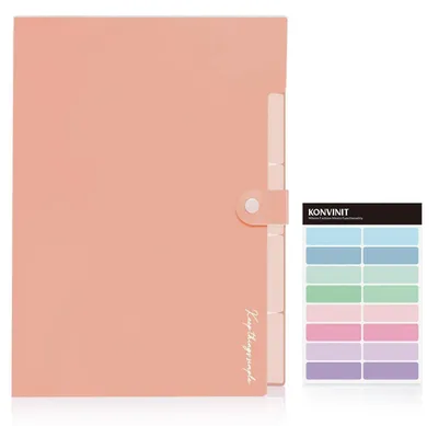 Produktbild von Fächermappe A4 erweiterbar mit 5 Taschen, Coralpink, PP-Material