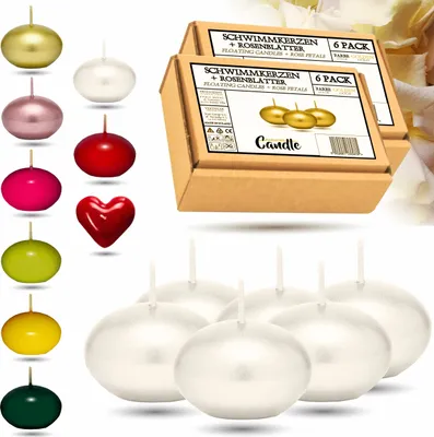 Image de CANDLE HARMONY Bougies flottantes 6 STK Ø 40 mm avec  Pétales de rose | Couleurs festives Bougie flottante Maison Noël (Perle)