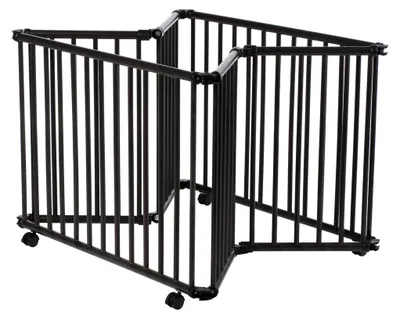 Produktbild von GEUTHER Laufgitter Lucilee | Schwarz | 76x97 cm | Mobil auf Rollen | 3-fach höhenverstellbar | Faltbar | Gepolsterter Boden