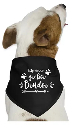 Produktbild von Spreadshirt Ich Werde Großer Bruder Familie Hund Geschenkidee Hunde-Bandana, One size, Schwarz