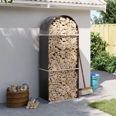 Image de Best Möbel Panier à bois Anthracite 80x45x190 cm Acier galvanisé - Étagères à bois pour cheminée CL6982943 1parcel