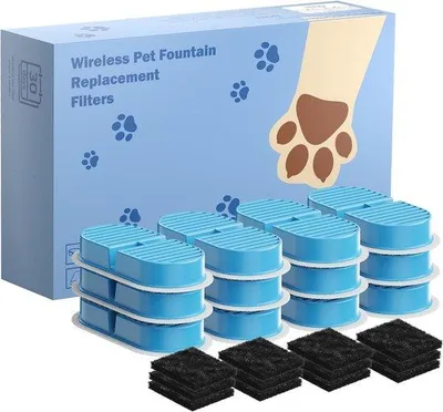 Produktbild von Katzenbrunnenfilter, 24 Stück – 12 Aktivkohlefilter + 12 Schwammfilter – Mehrfachfiltration