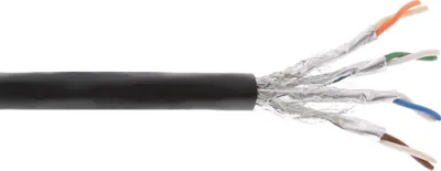 Produktbild von InLine® Außen-Verl.-kab. Cat.7a, S/FTP (PiMF) 4x2x0,58 AWG23, PE-Man. schw.,50m