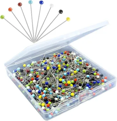 Produktbild von Stecknadeln mit Kopf 500 Stück,Glaskopfnadeln,Edelstahl Stecknadeln Mehrfarbig Glaskopfstecknadeln für Basteln Nähen Säumen Craft,Jewelry Komponenten Dekoration