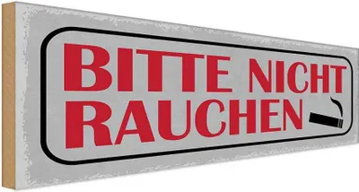 Produktbild von vianmo Holzschild 10x27 cm Bitte nicht rauchen Warnschild Hinweisschild