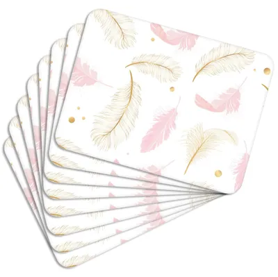 Produktbild von MG Design Set aus 8 Kork-Platzsets - Feathers - 30 x 40 cm - hitzebeständig & abwischbar, mit Korkrückseite