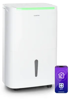 Produktbild von Klarstein DryFy Connect 50L Smart Luftentfeuchter, 50L/24h, WiFi App Steuerung, 7L Tank, Timer, Elektrischer Luftentfeuchter für Räume 45-55m², Entfeuchtungsgerät mit Alexa-Kompatibilität, Weiß