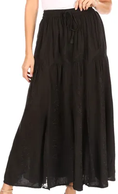 Image de Robe longue bohème pour femmes Sakkas Olivia, style cigane, avec taille élastique