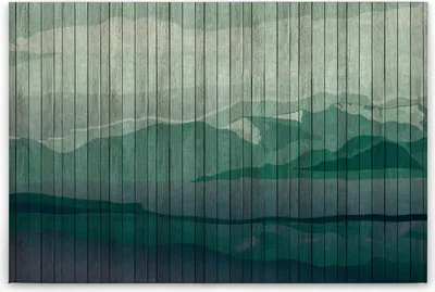Produktbild von Leinwandbild Landschaft 60 x 90 cm - Wandbild Grün - Keilrahmen Berge Wohnzimmerdeko Wanddeko Wandgemälde