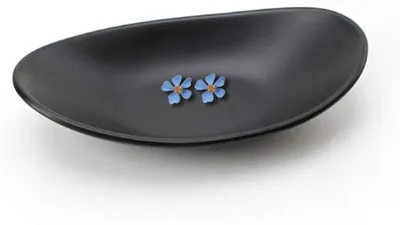 Ovale Schmuckschale aus Kunststoff, schwarz, 21,5 x 11,5 cm