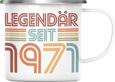Produktbild von Trendation -  50. Geburtstag Emaille Tasse Frau Männer Geschenk 50er Geschenkidee 50 Mutter Vater Mann Frauen Lustig Geschenke Dekoration (Silber)