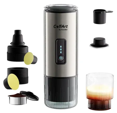 Image de Machine à café portable, compatible avec les dosettes Nespresso et Dolce, USB-C, argent