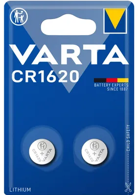 Obrázek produktu pro Varta 06620, Dobíjecí baterie, CR1620, Lithium, 3 V, 2 kusů, 2 mm