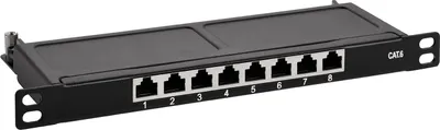 Produktbild von TPFNet Patchfeld / Patch Panel Cat.6, 8 Port, 10", 0,5 HE, schwarz RAL 9005
